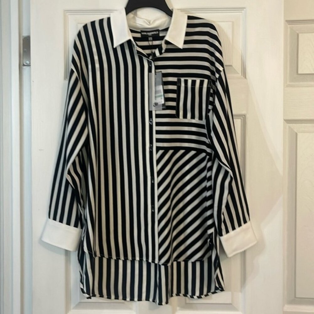 New!!  Karl Lagerfeld tunic length blouse, Size L